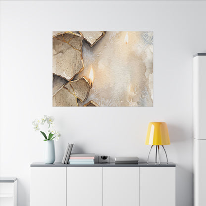 Broken Pottery Winter Canvas Art | Japandi Warm Design