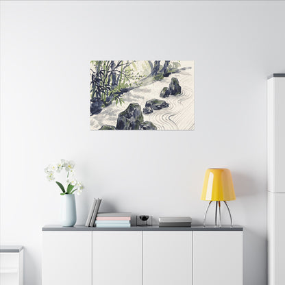 Dappled Rock Garden Canvas Art - Zen Mono No Aware