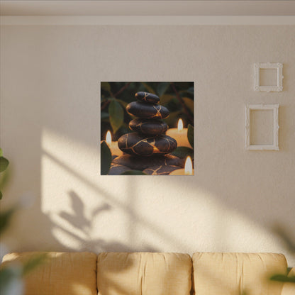 Summer River Stones Gold Vein Canvas Art | Philosophical Decor