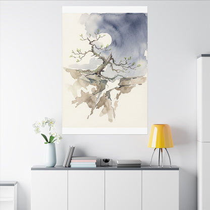 Moonlight Pine Tree Canvas Art - Japandi Ma