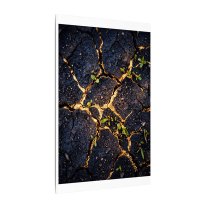 Spring Cracked Earth Crackle Gold Canvas Art | Healing Decor