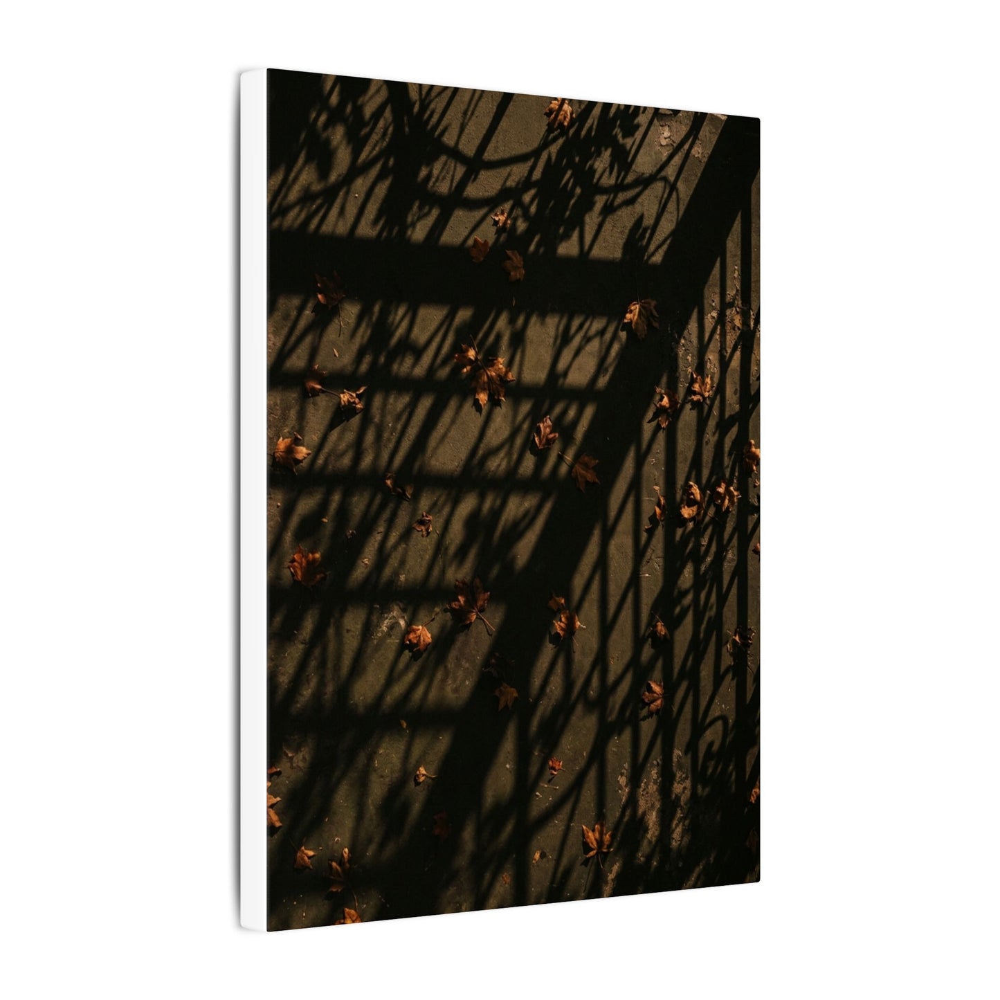Dark Japandi Shadow Play in Golden Hour | Moody Minimal Canvas Art