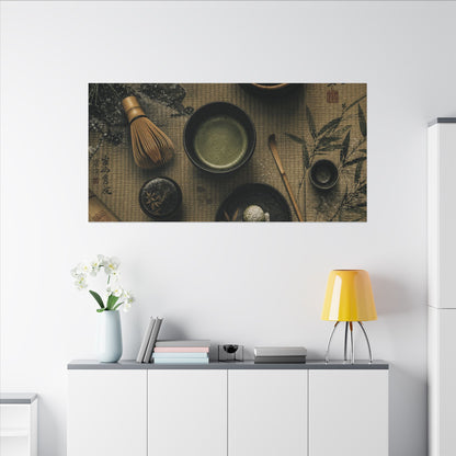 Tea Ceremony Canvas Art | Winter Zen Ukiyo E Inspired Art