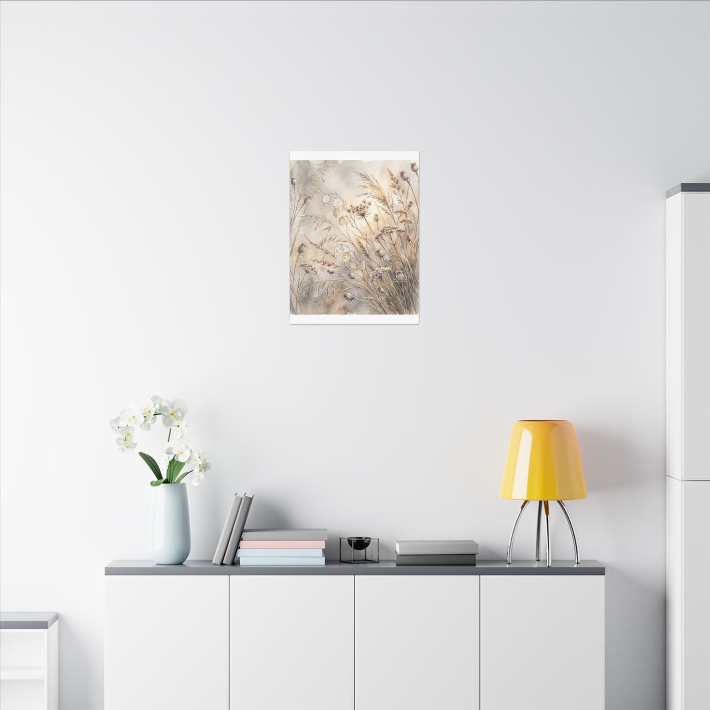Winter Dried Flowers Watercolor Canvas Art | Warm Decor