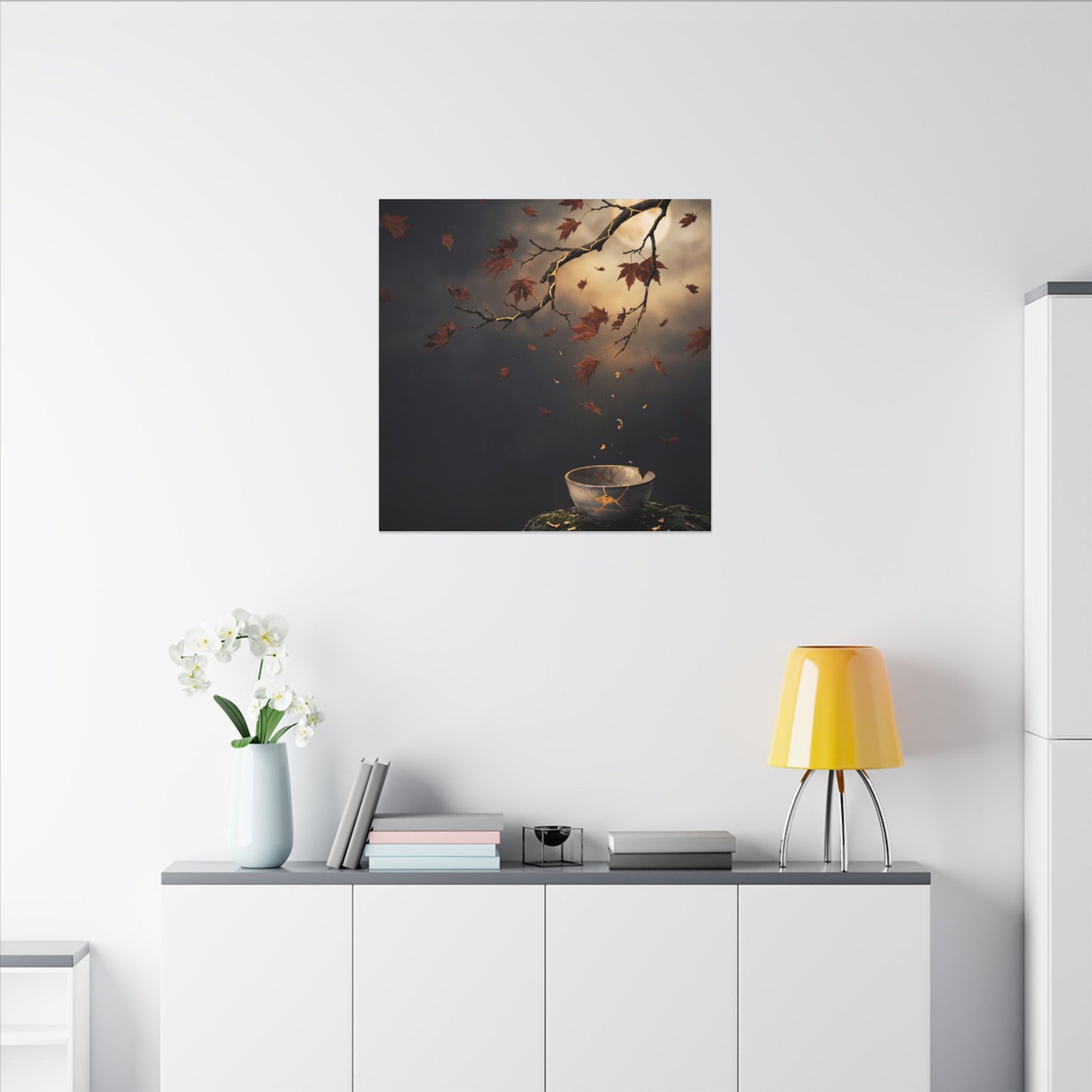 Moonlit Garden Gold Repair Canvas Art | Beautiful Kintsugi Art