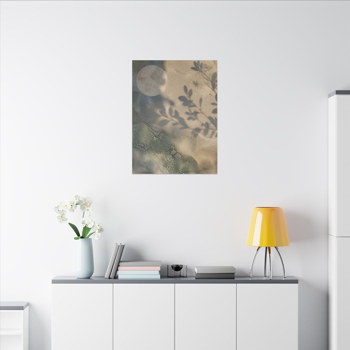 Japandi Shadow Play in Moonlight | Texture Canvas Art