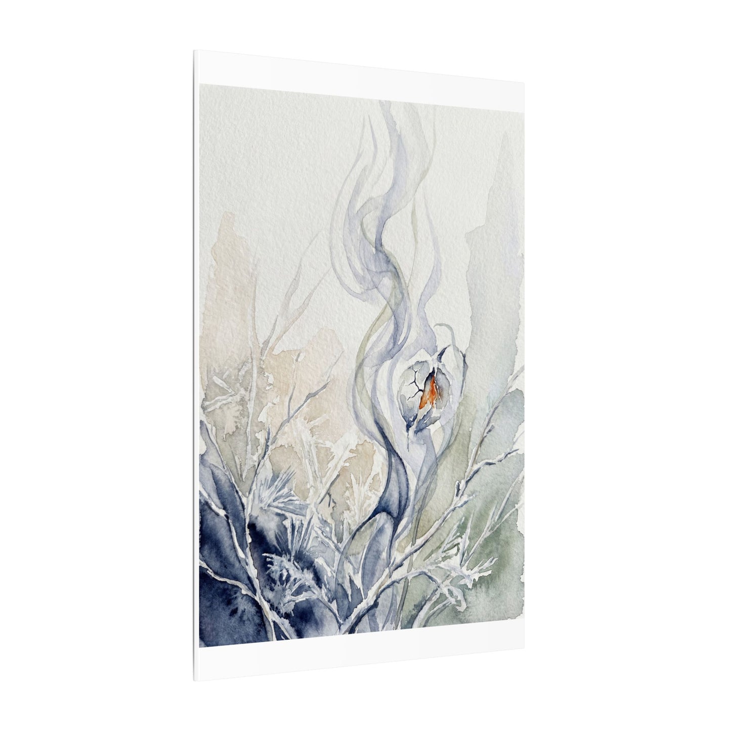 Earthy Incense Smoke Canvas Art - Watercolor Japandi
