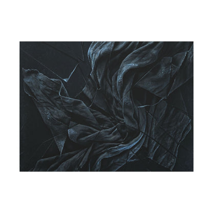 Dark Japandi Silk Drape in Moonlight | Moody Minimal Canvas Art