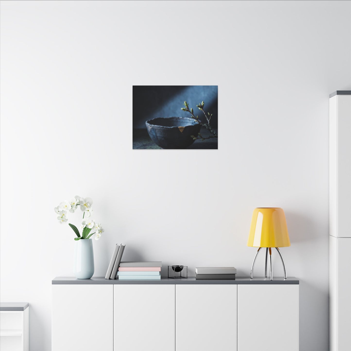 Sophisticated Ceramic Bowl Canvas Art - Shadow Zen Dark Japandi