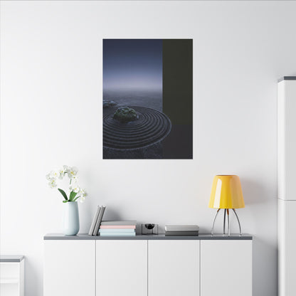 Ma Rock Garden Canvas Art - Dark Japandi Moody Minimal