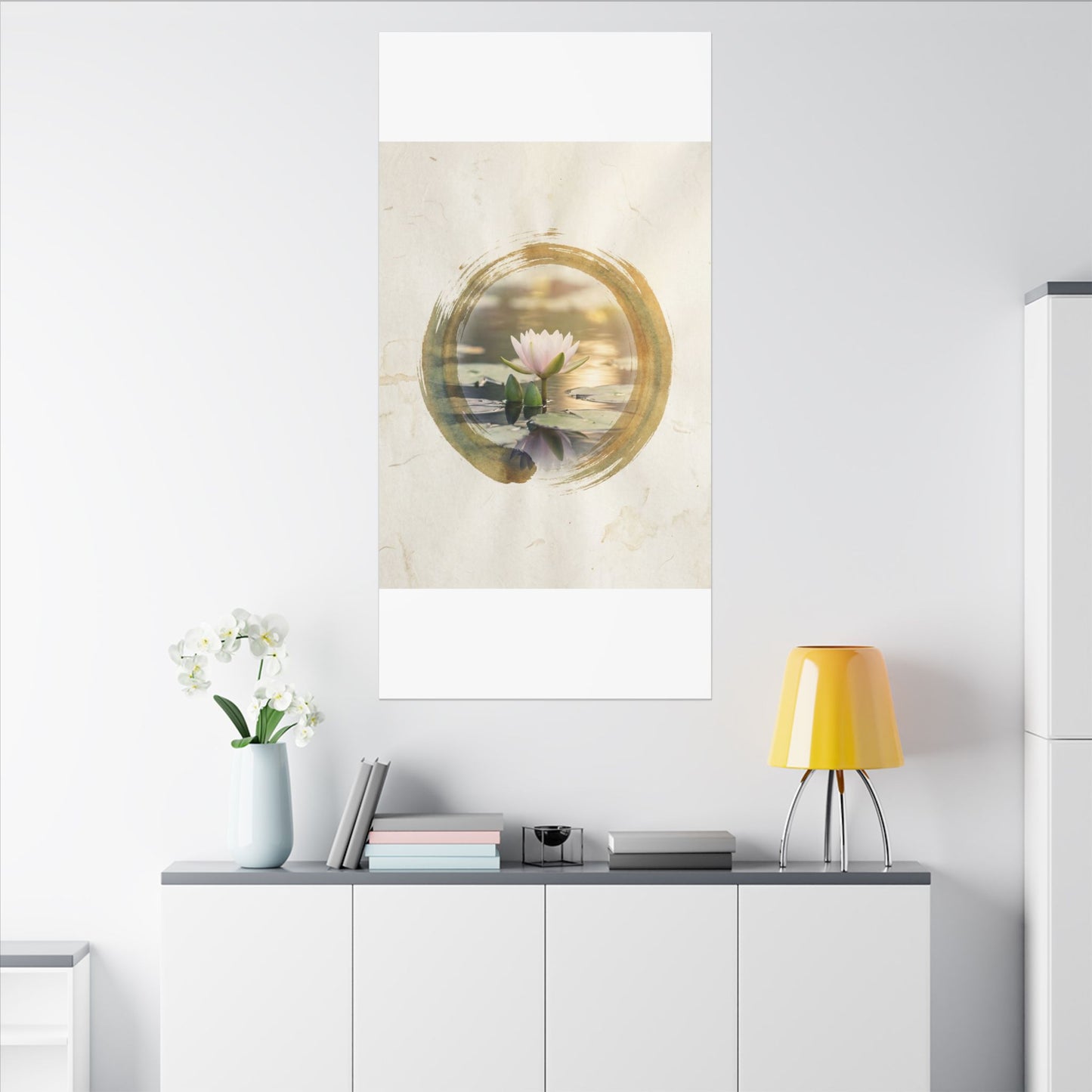 Peaceful Lotus Flower Canvas Art - Enso Zen