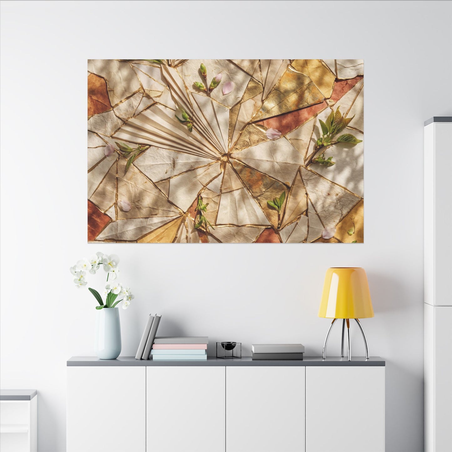 Resilient Paper Fold Canvas Art - Gold Repair Kintsugi