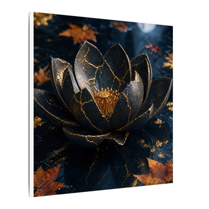 Moonlight Lotus Flower Canvas Art - Kintsugi Fukinsei
