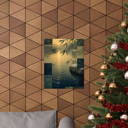 Winter Water Ripple Ukiyo E Inspired Wall Art Print | Tranquil Decor