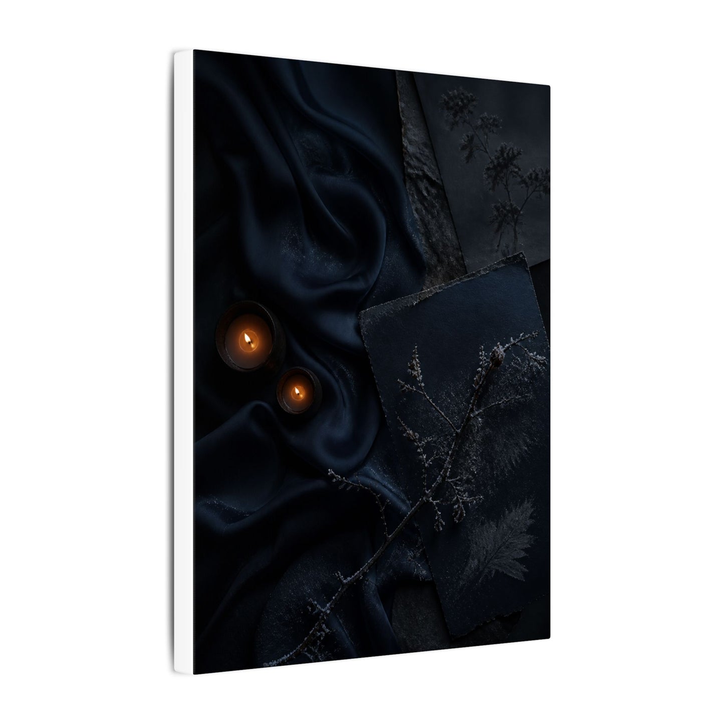 Candlelight Silk Drape Canvas Art - Dark Japandi Kanso