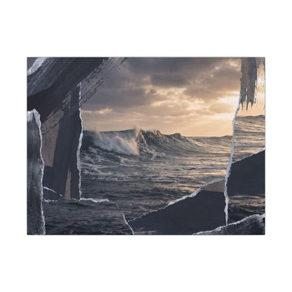 Fukinsei Ocean Wave Canvas Art - Dark Japandi Shadow Zen Art Print