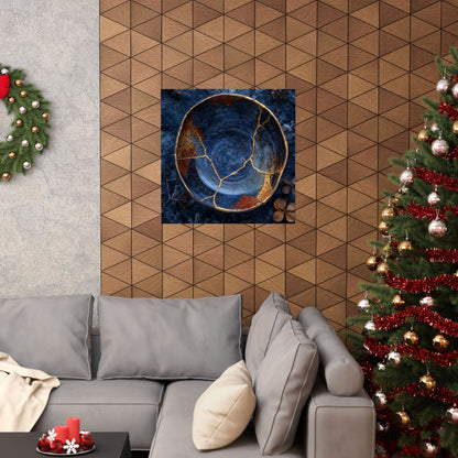 Fukinsei Ceramic Bowl Wall Art Print - Kintsugi Crackle Gold
