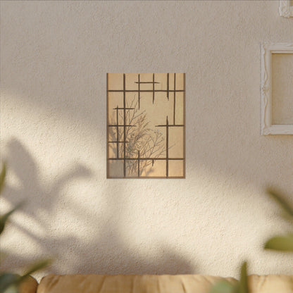 Shoji Screen Canvas Art | Winter Japandi Minimal Line Art