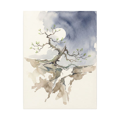 Moonlight Pine Tree Canvas Art - Japandi Ma
