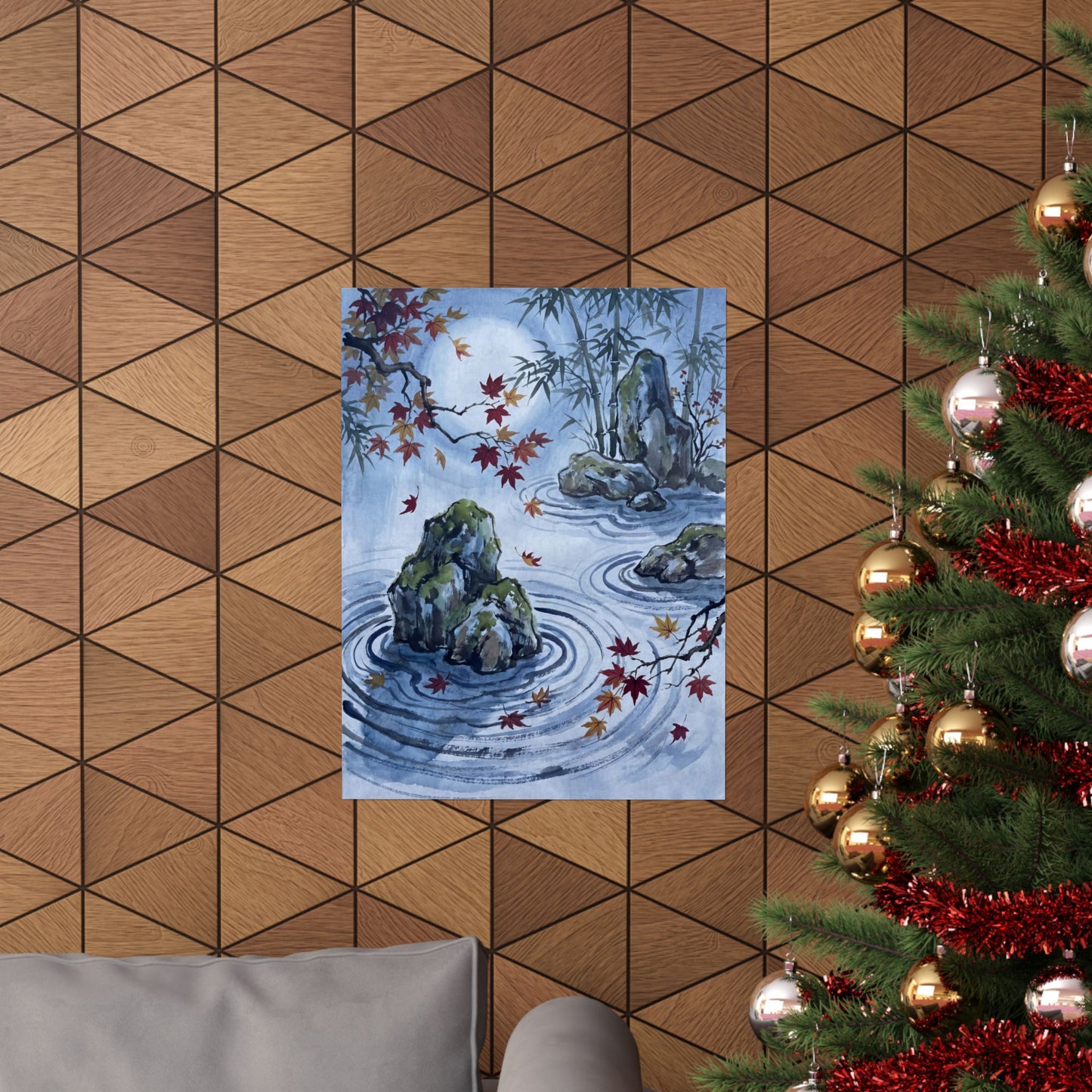 Rock Garden Sumi E Wall Art Print | Peaceful Zen Art