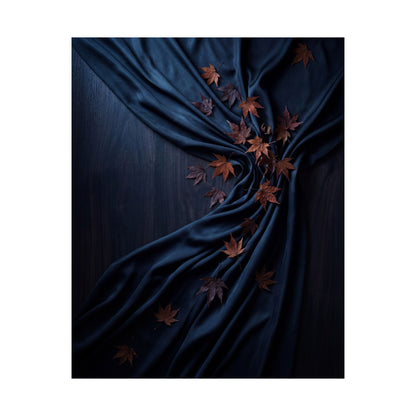 Dark Japandi Silk Drape in Moonlight | Moody Minimal Wall Art Print