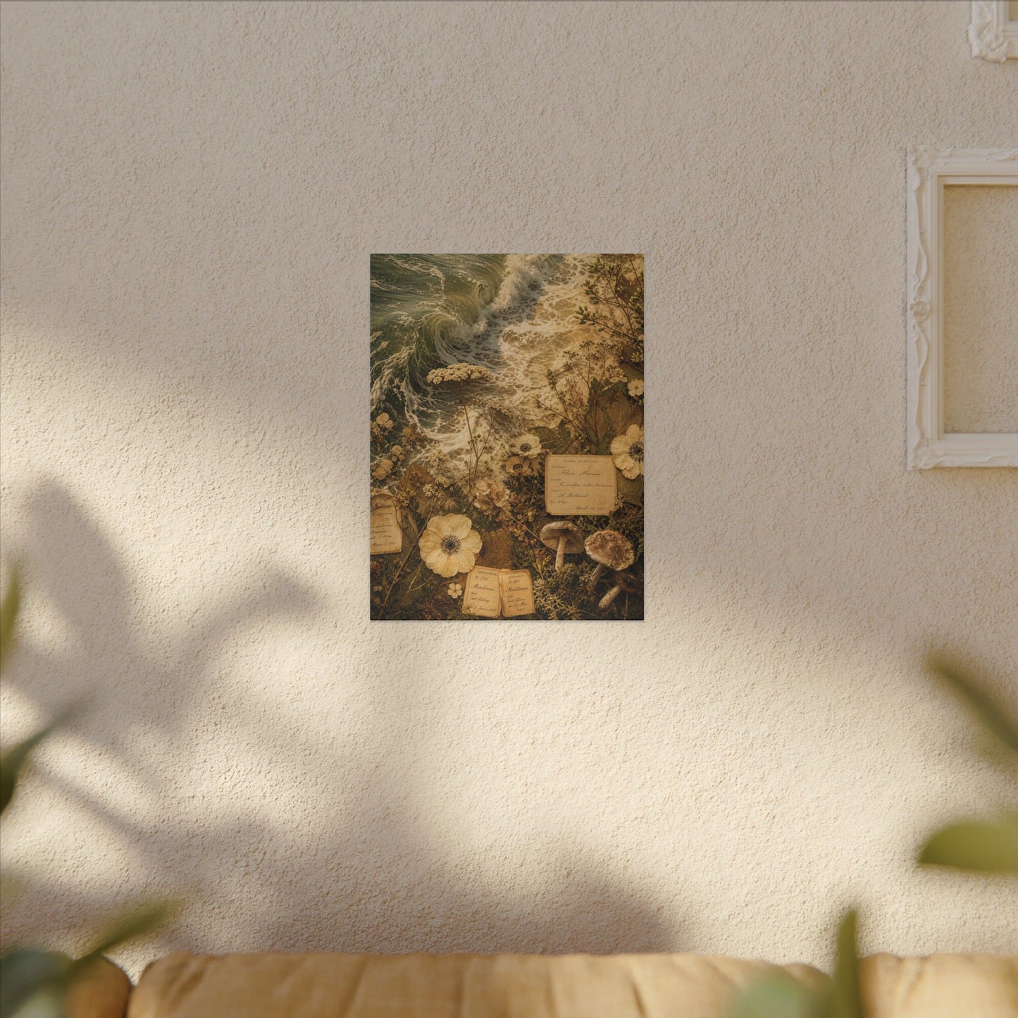 Spring Ocean Wave Herbarium Canvas Art | Nostalgic Decor