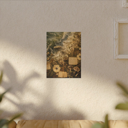Spring Ocean Wave Herbarium Canvas Art | Nostalgic Decor