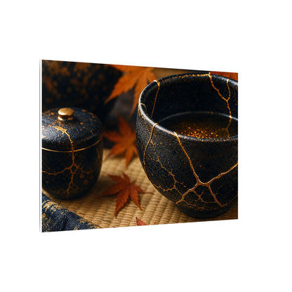 Seijaku Tea Ceremony Canvas Art - Kintsugi Gold Repair