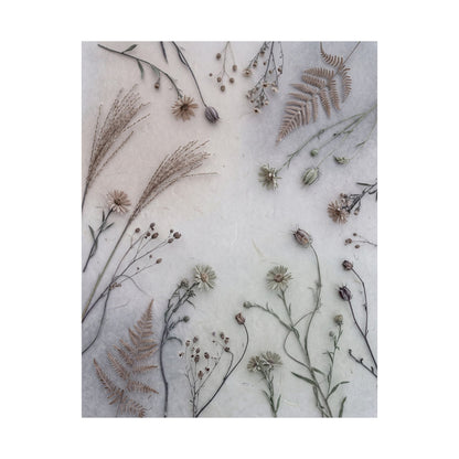 Earthy Dried Flowers Wall Art Print - Japanese Pattern Japandi