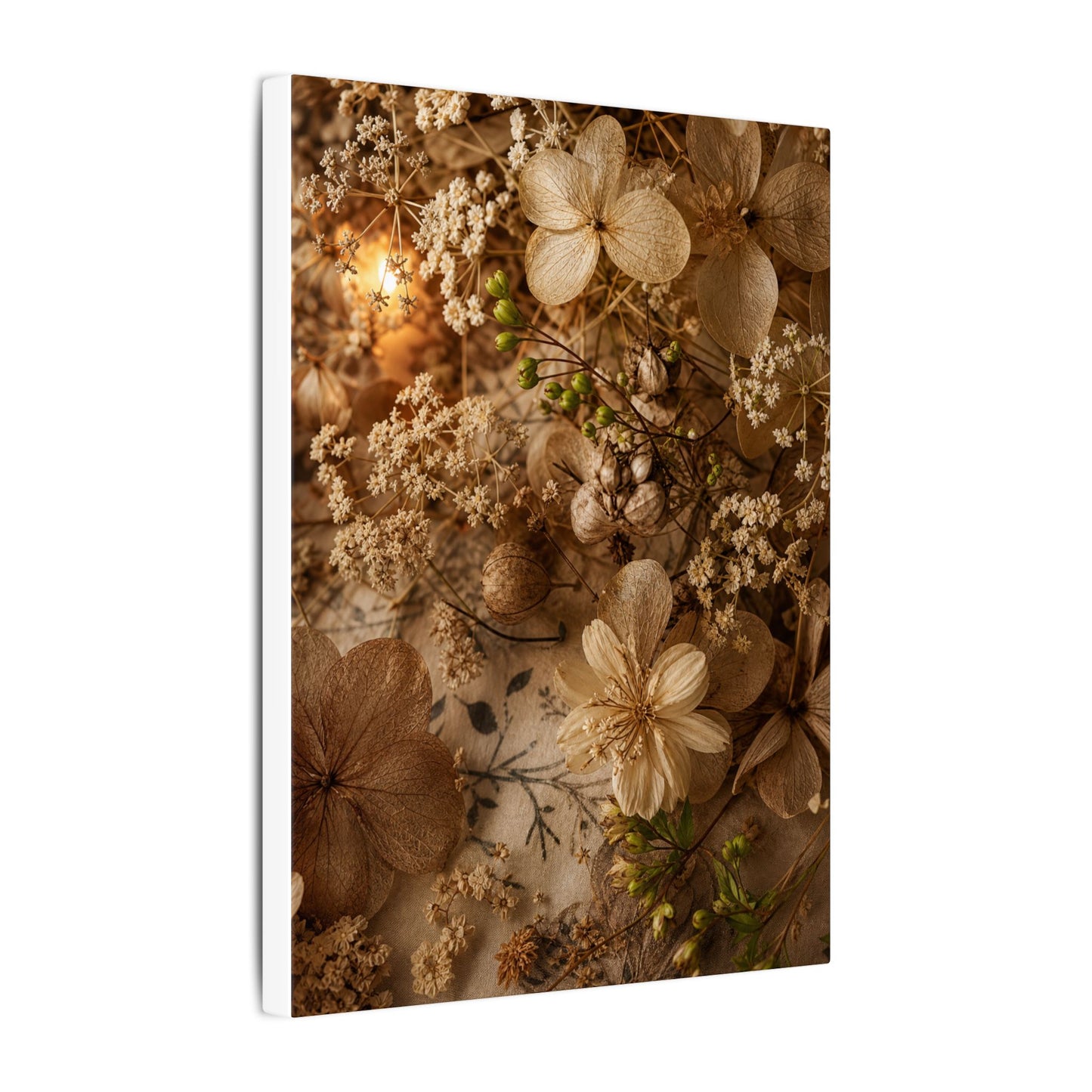 Spring Dried Flowers Japanese Pattern Canvas Art | Earthy Decor