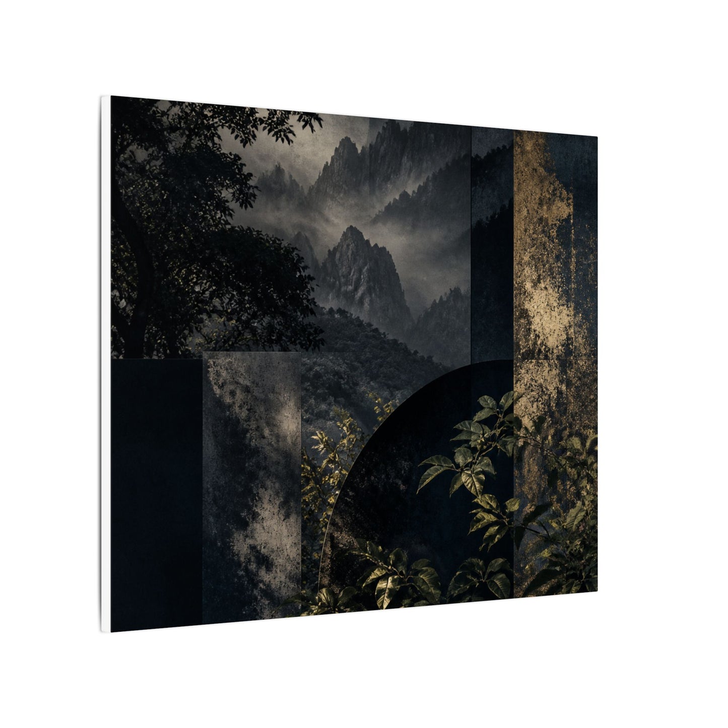 Mountain Mist Summer Canvas Art | Dark Japandi Atmospheric Design