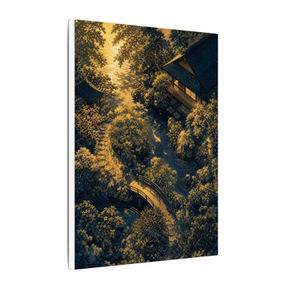 Contemplative Moonlit Garden Canvas Art - Ukiyo E Inspired Zen