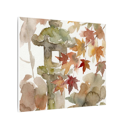 Stone Lantern Watercolor Canvas Art | Earthy Japandi Art
