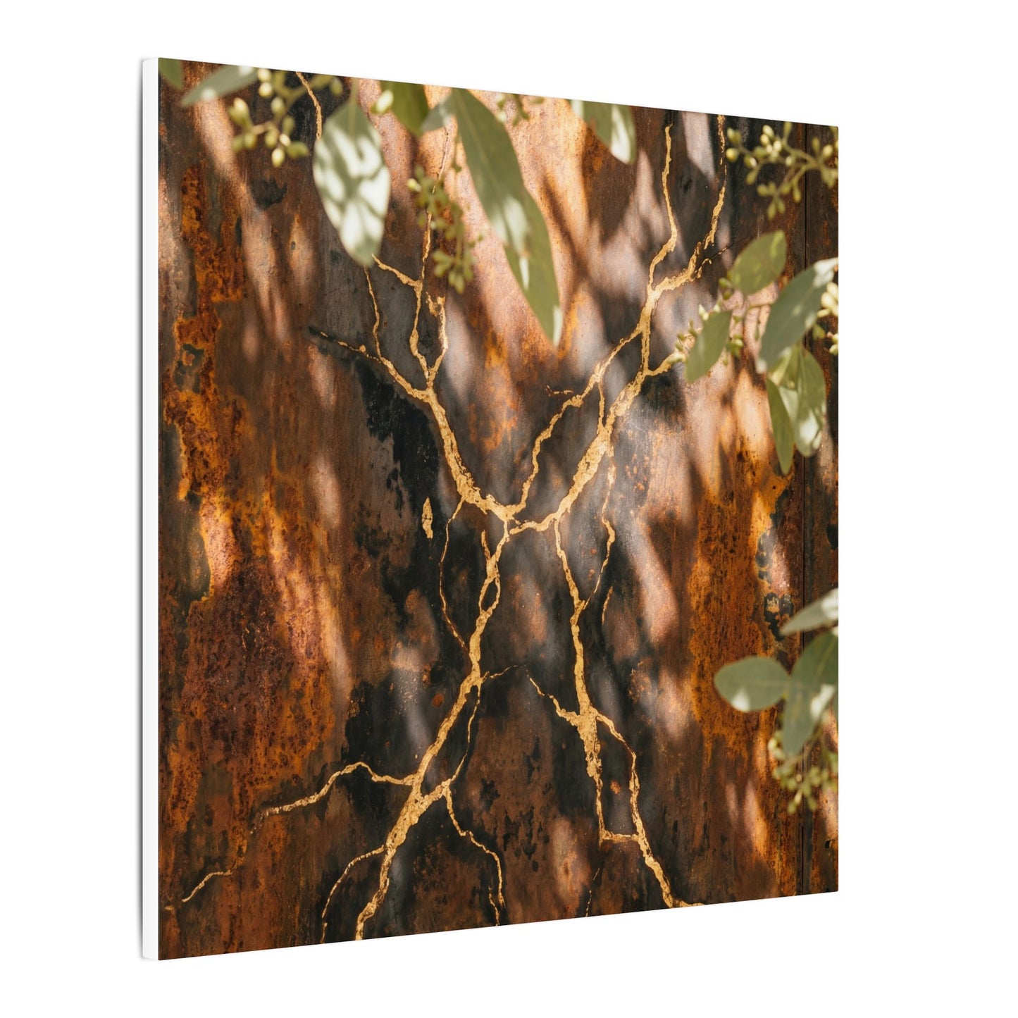 Kanso Rust Patina Canvas Art - Kintsugi Gold Vein