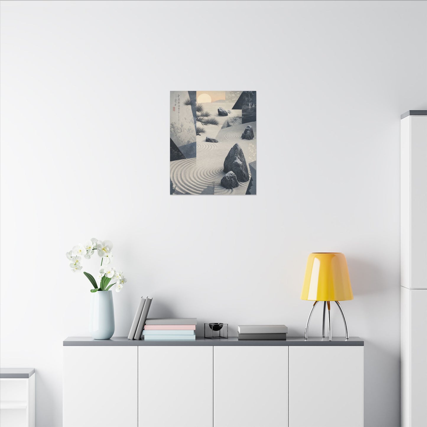Seijaku Rock Garden Canvas Art - Zen Ukiyo E Inspired