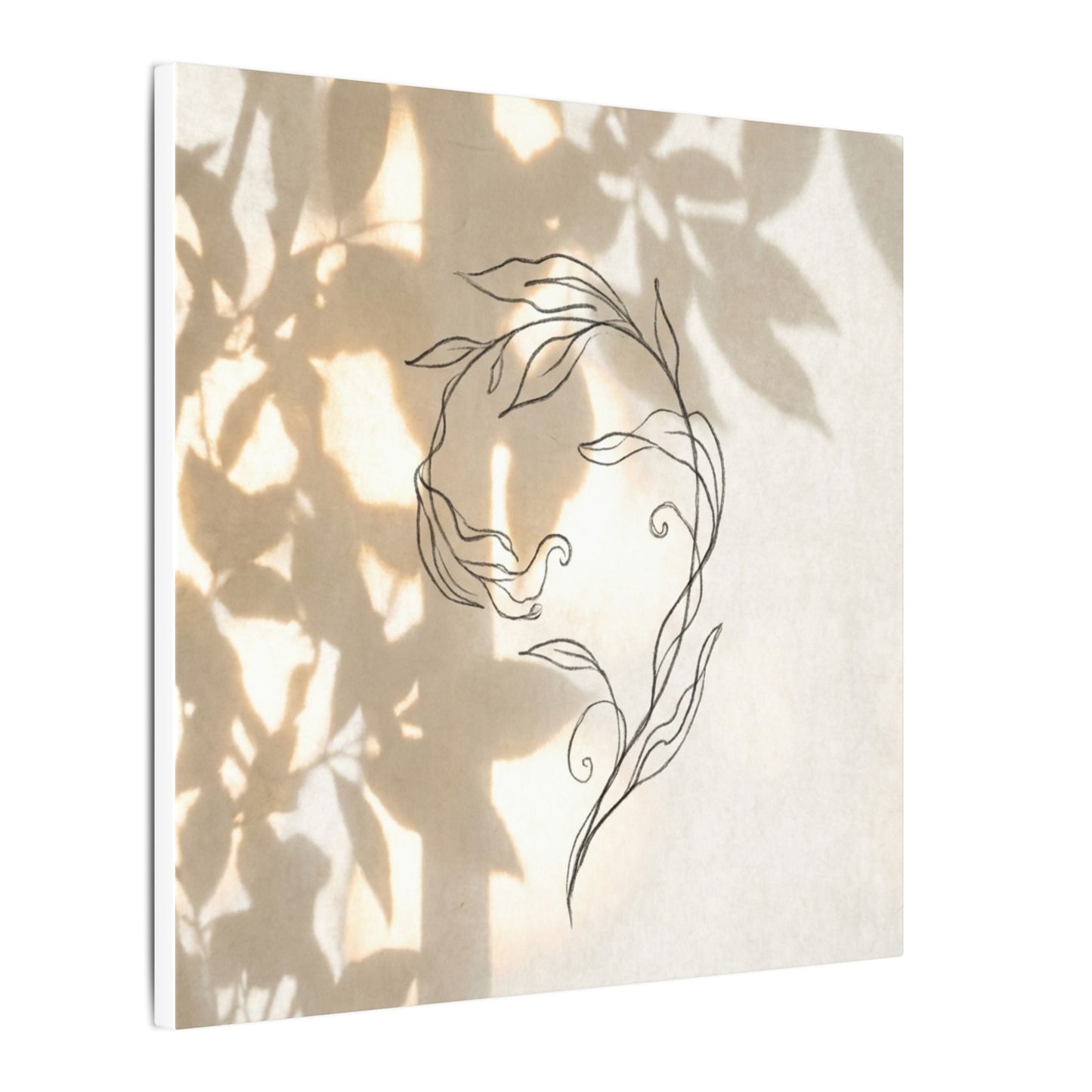 Warm Shoji Screen Canvas Art - Minimal Line Japandi