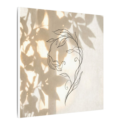 Warm Shoji Screen Canvas Art - Minimal Line Japandi