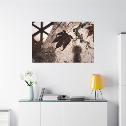 Shoji Screen Autumn Canvas Art | Dark Japandi Atmospheric Design