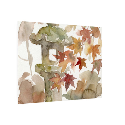 Stone Lantern Watercolor Canvas Art | Earthy Japandi Art