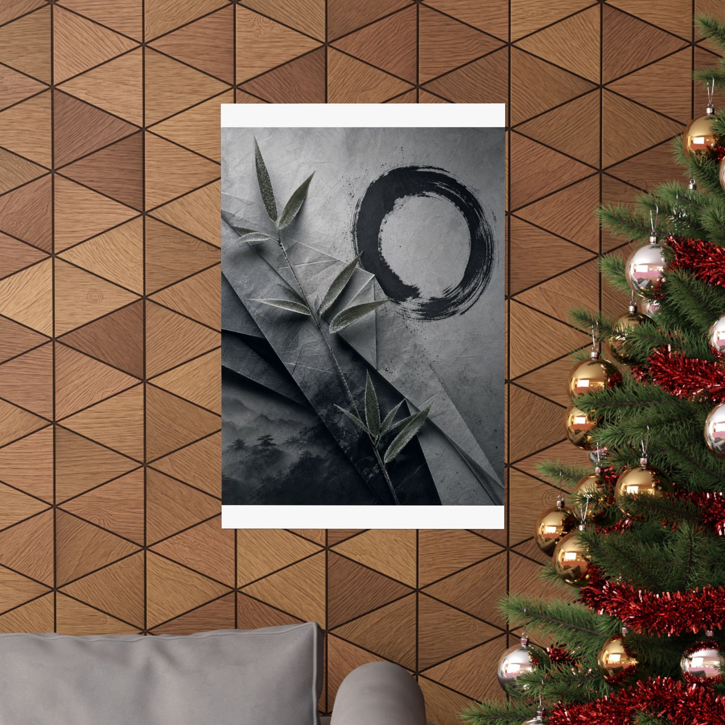 Winter Paper Fold Enso Wall Art Print | Tranquil Decor