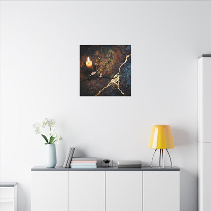 Kintsugi Rust Patina in Candlelight | Gold Repair Canvas Art