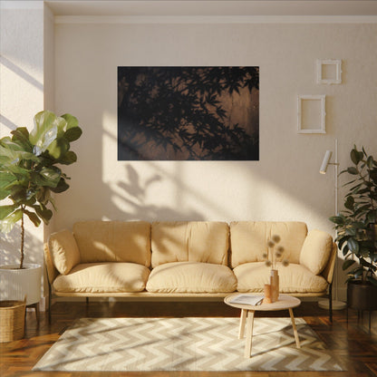 Shadow Play Autumn Canvas Art | Dark Japandi Atmospheric Design