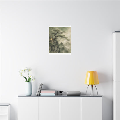 Candlelight Pine Tree Canvas Art - Japandi Kanso
