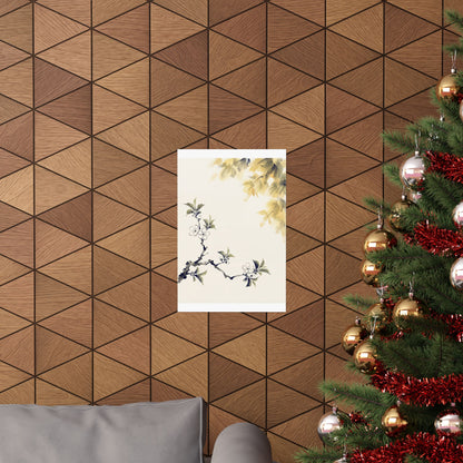 Zen Cherry Blossom in Golden Hour | Sumi E Wall Art Print
