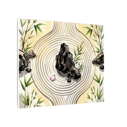 Zen Rock Garden in Golden Hour | Sumi E Canvas Art