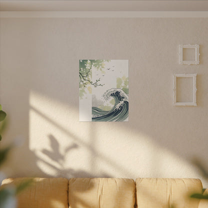 Spring Ocean Wave Ukiyo E Inspired Canvas Art | Serene Decor