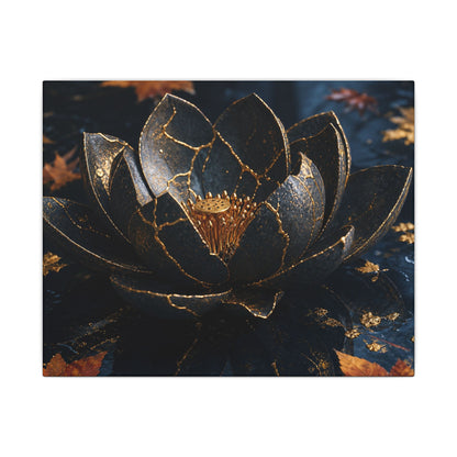 Moonlight Lotus Flower Canvas Art - Kintsugi Fukinsei