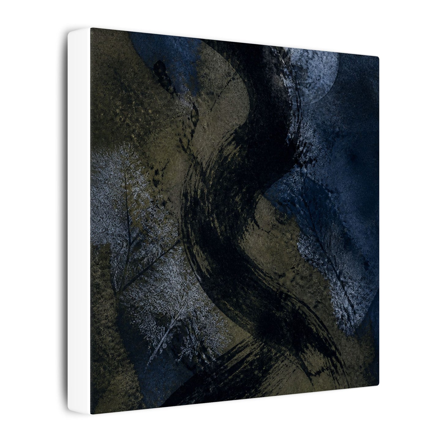 Shibui Ink Brushstroke Canvas Art - Dark Japandi Dark Texture