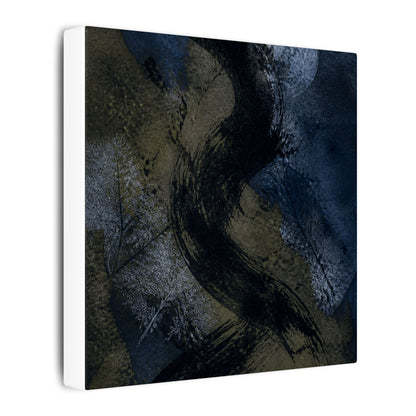 Shibui Ink Brushstroke Canvas Art - Dark Japandi Dark Texture