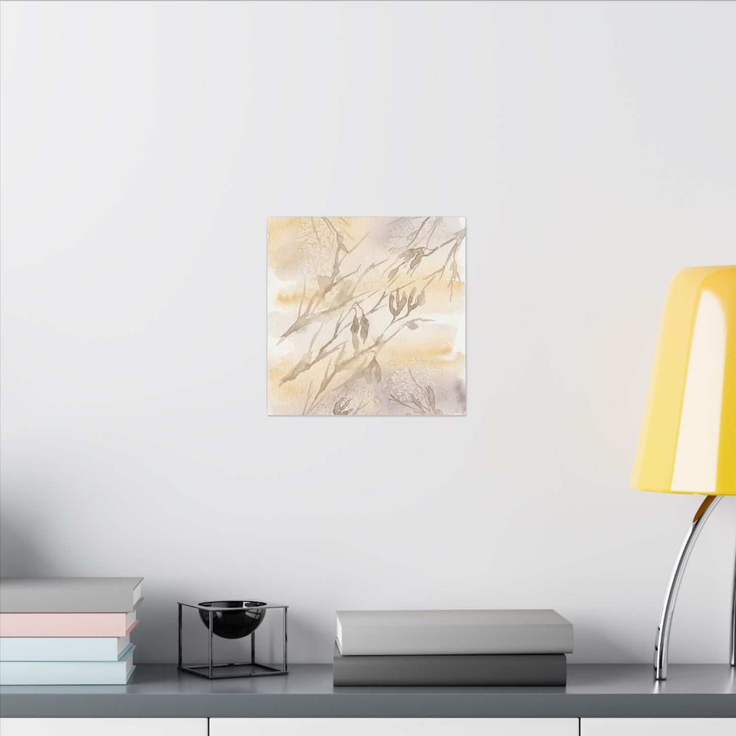 Shadow Play Winter Canvas Art | Japandi Warm Design